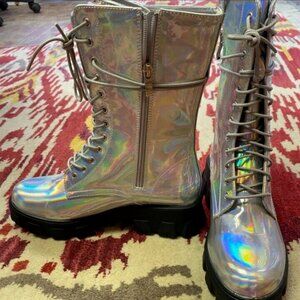 Womans Iridescent NY L.A. Lug15eyes size 10 Lace up boots NEW